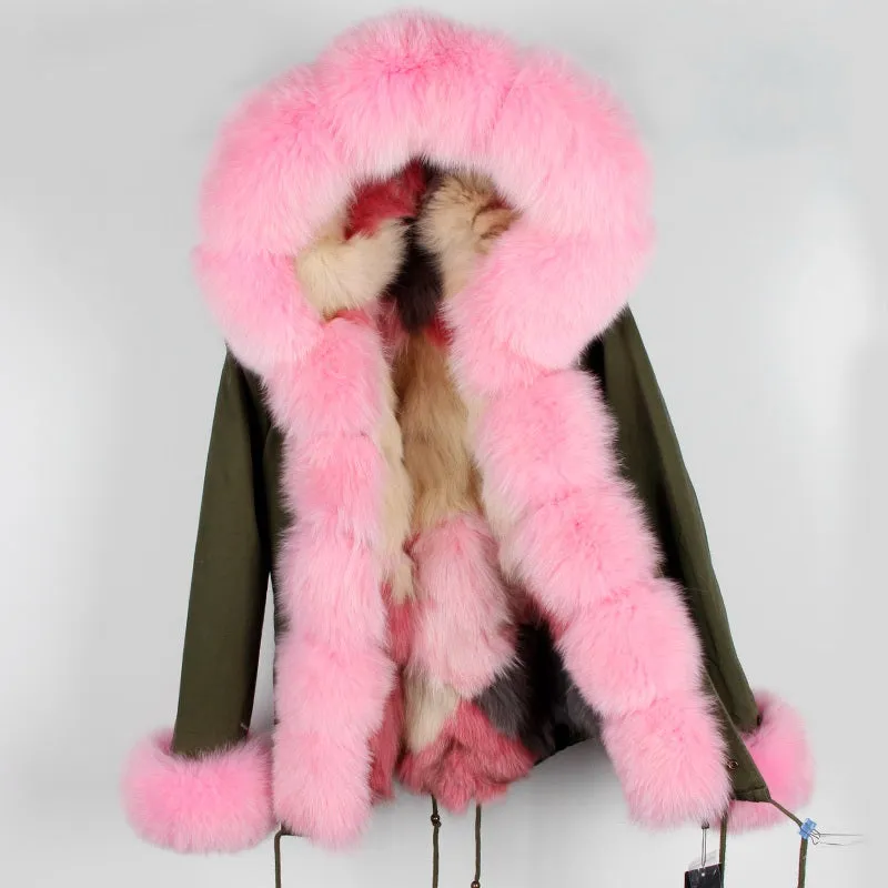 Women's Winter Casual Acrylic Short Hooded Parka With Fox Fur